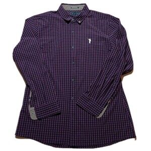 William Murray Purple Gingham Plaid Shirt Men's Large Golf Longsleeve